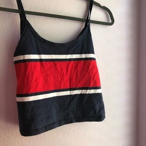 red and blue brandy tank